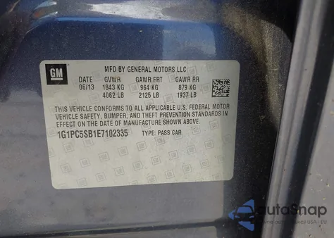 2014 Chevrolet Cruze 1Lt Auto from USA, damaged, VIN 1G1PC5SB1E7102335